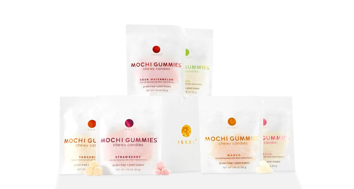 ISSEI Mochi Gummies - Viral TikTok Award-Winning Japanese Chewy Candy, Rainbow Variety 6-Pack (1.76 oz Each)