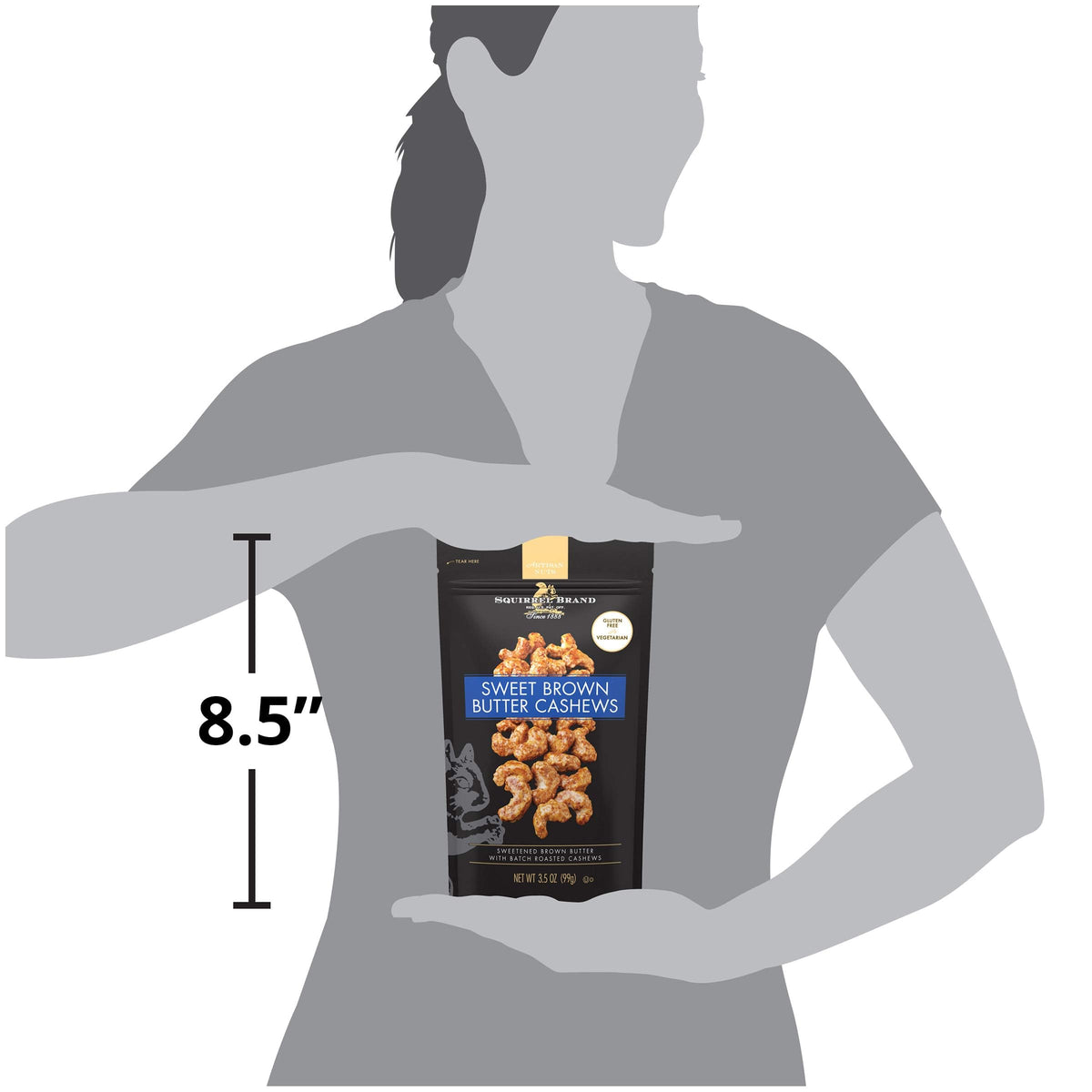 Squirrel Brand Sweet Brown Butter Cashews - Gourmet Artisan Nuts (3.5 oz)