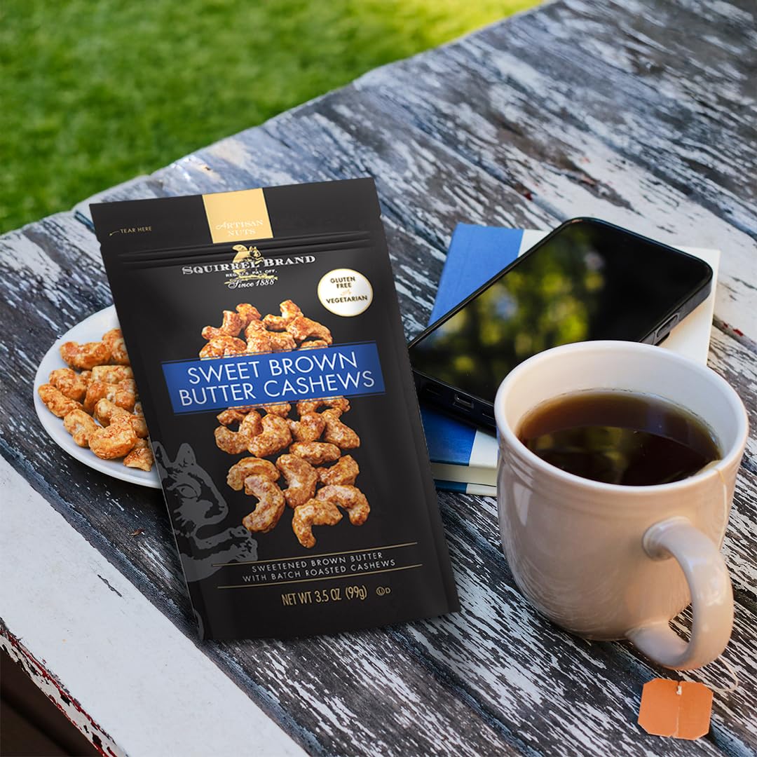 Squirrel Brand Sweet Brown Butter Cashews - Gourmet Artisan Nuts (3.5 oz)