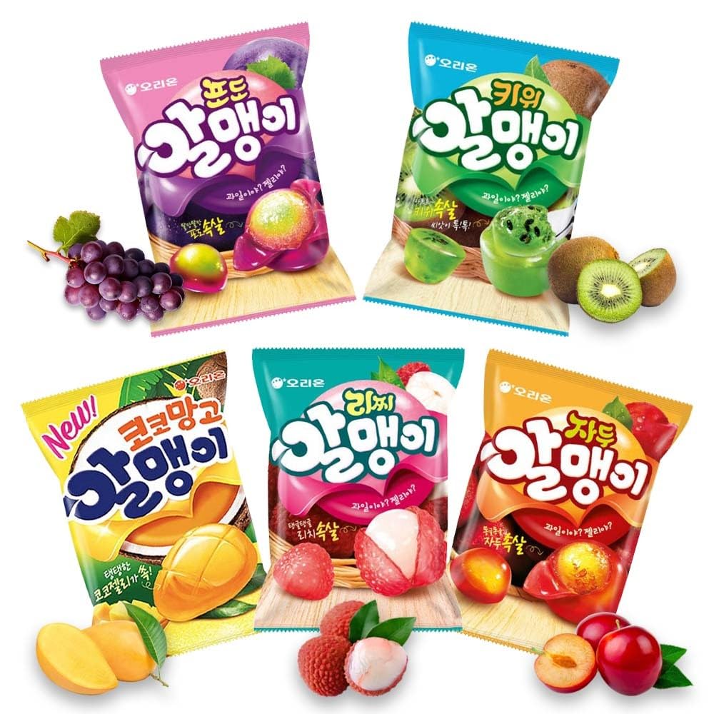 Korean Fruit Jelly Candy - 5 Flavor Mix - Chewy Gummy Snacks