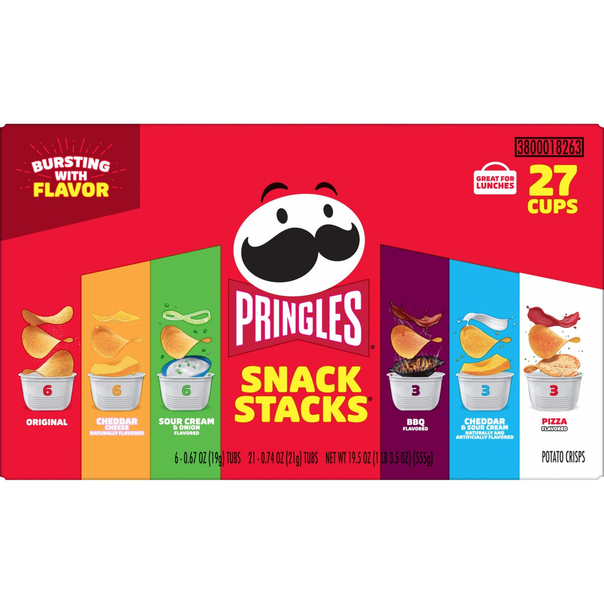 Viral Pringles Variety Pack - 27 Snack Cups, 6 Iconic Flavors