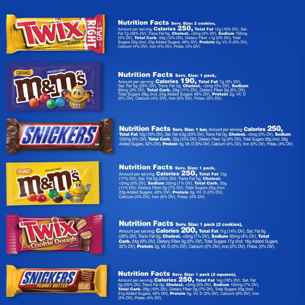 Mars Variety Pack - M&M's, Snickers & Twix Full Size Chocolate Bars (18 Count)