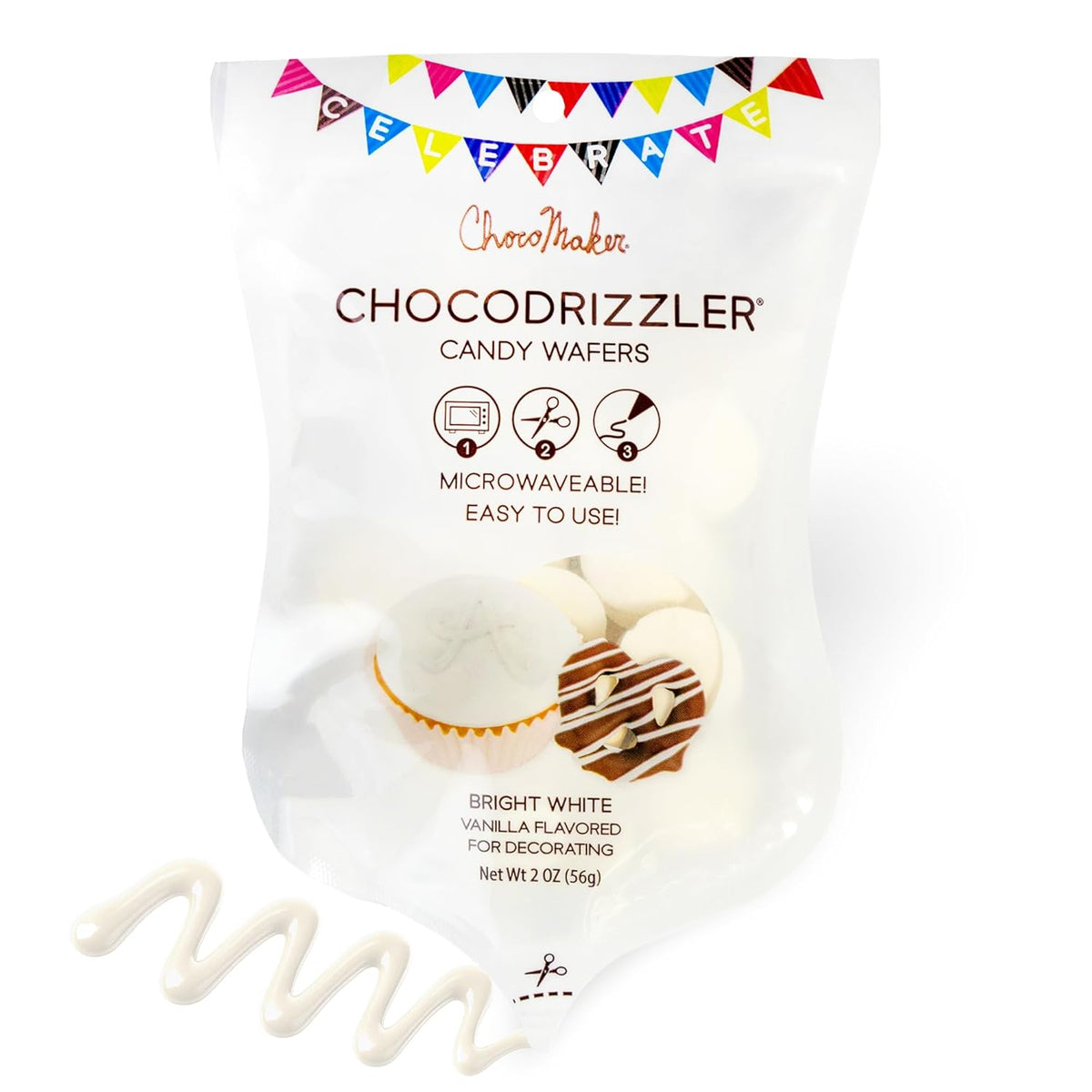 Chocolate Drizzler Candy Wafers Microwaveable Pouch 2 Oz pouch (Case of 12)