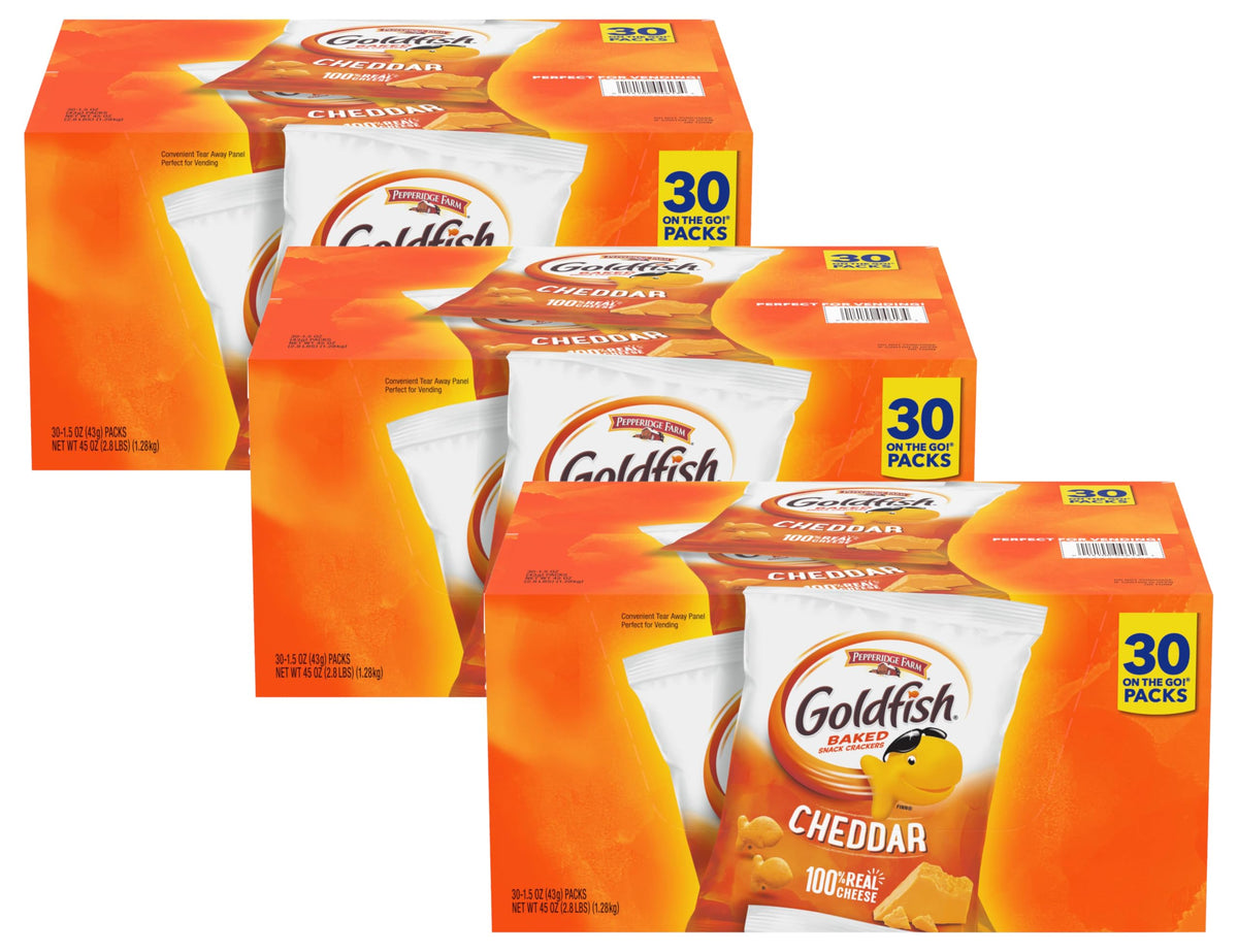Classic Delight Goldfish Crackers Big Smiles Variety Pack - Cheddar, Colors & Pretzels | 30 Count
