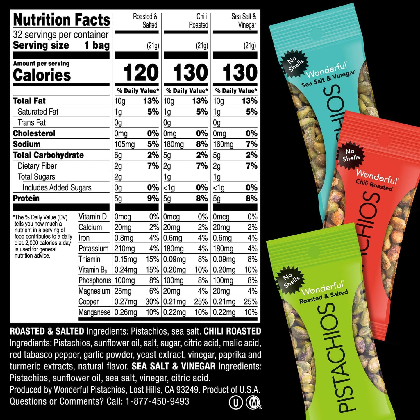 Wonderful Pistachios No Shells - Viral Flavors Variety Pack, Premium Roasted (6.75 oz)