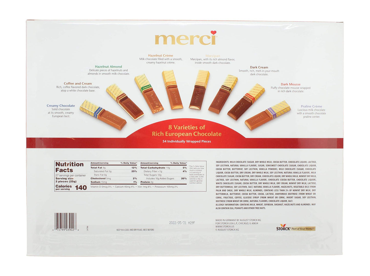 Merci German Chocolates Gift Box - Premium Assorted Flavors (23.8oz)