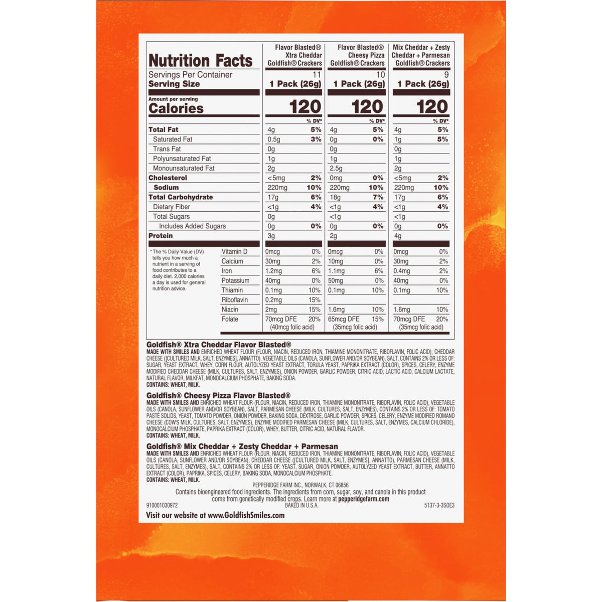 Classic Delight Goldfish Crackers Big Smiles Variety Pack - Cheddar, Colors & Pretzels | 30 Count