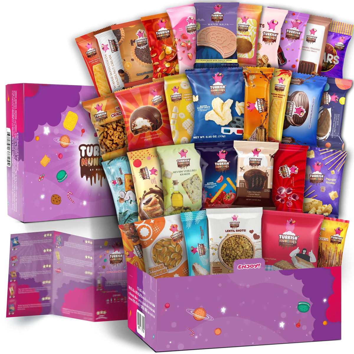 Turkish Munchies International Snack Box - 12 Premium Exotic Snacks