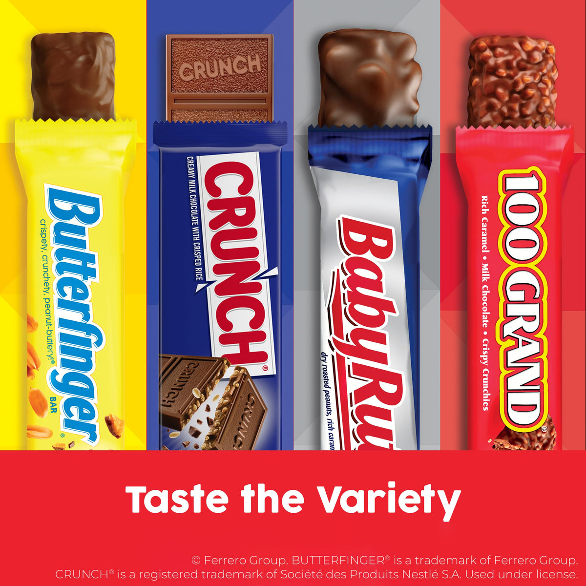 Halloween Candy Variety Pack - Butterfinger, Crunch, Baby Ruth & 100 Grand Full Size Bars (28 Count)
