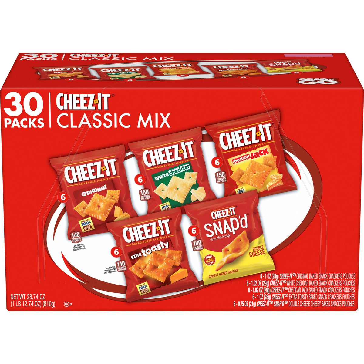 Cheez-It Cheese Crackers, Baked Snack Crackers, Lunch Snacks, Variety Pack, 12.1oz Box (12 Packs)