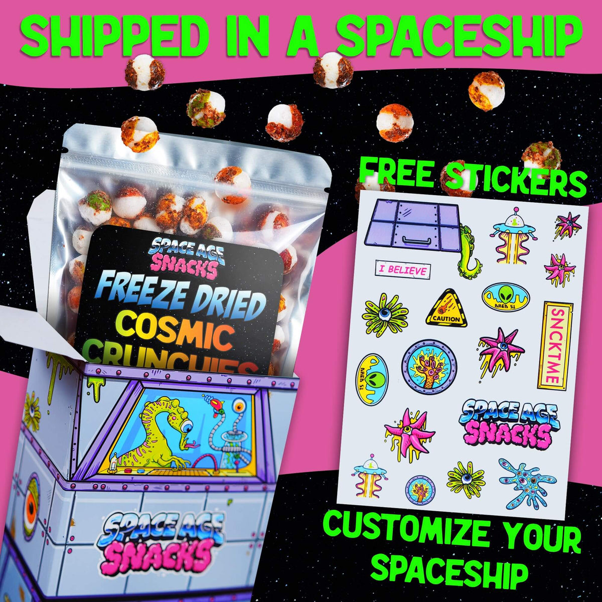 Cosmic Crunchies Freeze-Dried Candy | Viral TikTok Chamoy Spicy-Sweet Mexican Snack | 8oz