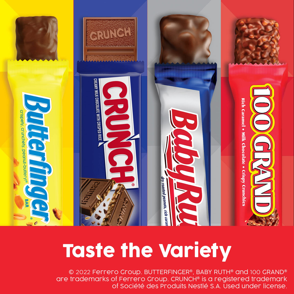 Halloween Candy Variety Pack - Butterfinger, Crunch, Baby Ruth & 100 Grand Full Size Bars (28 Count)