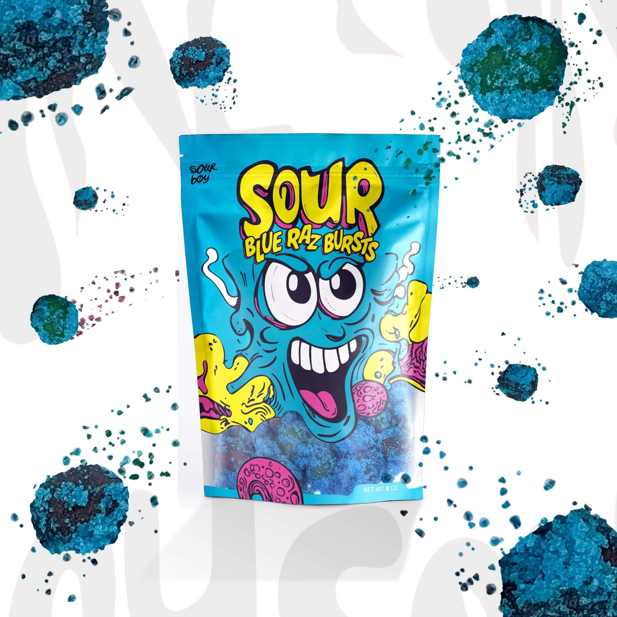 Sourboy Blue Raspberry Gushers - TikTok Viral Extreme Sour Candy - 3.5oz