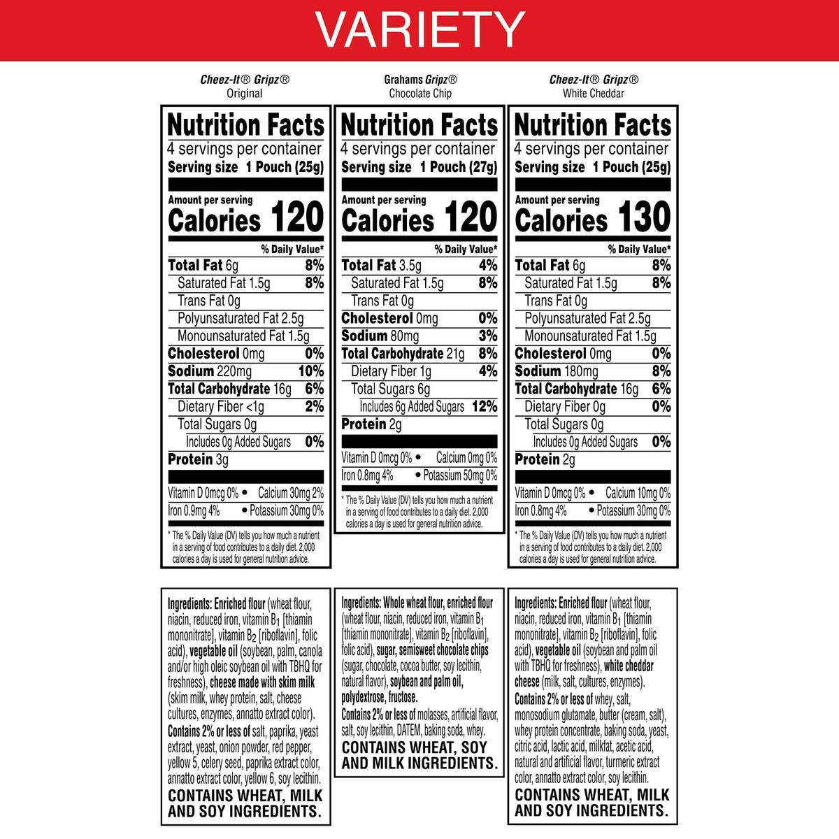 Cheez-It Cheese Crackers, Baked Snack Crackers, Lunch Snacks, Variety Pack, 12.1oz Box (12 Packs)