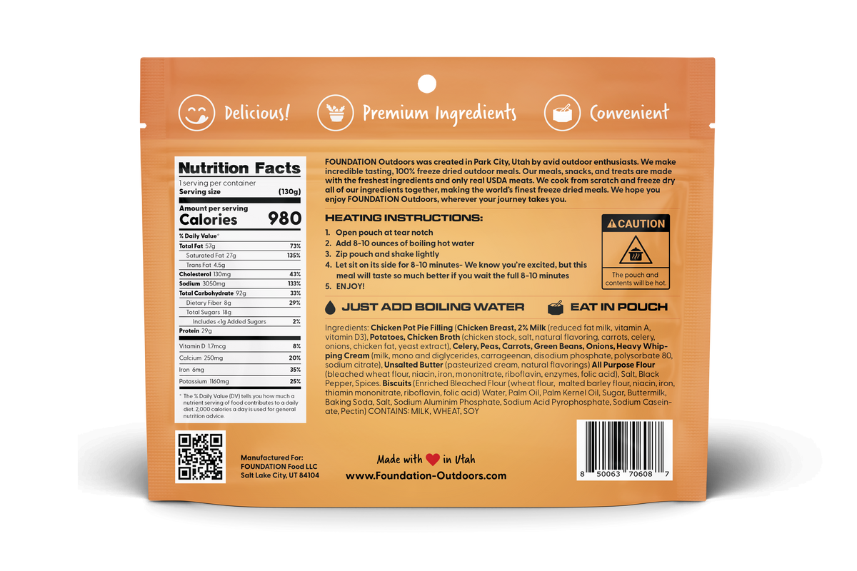 FOUNDATION Outdoors Chicken Pot Pie Meal