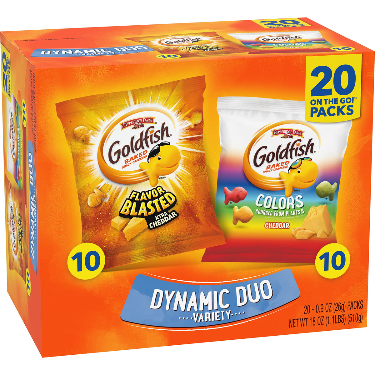 Classic Delight Goldfish Crackers Big Smiles Variety Pack - Cheddar, Colors & Pretzels | 30 Count