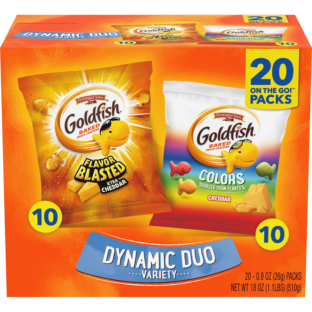 Classic Delight Goldfish Crackers Big Smiles Variety Pack - Cheddar, Colors & Pretzels | 30 Count