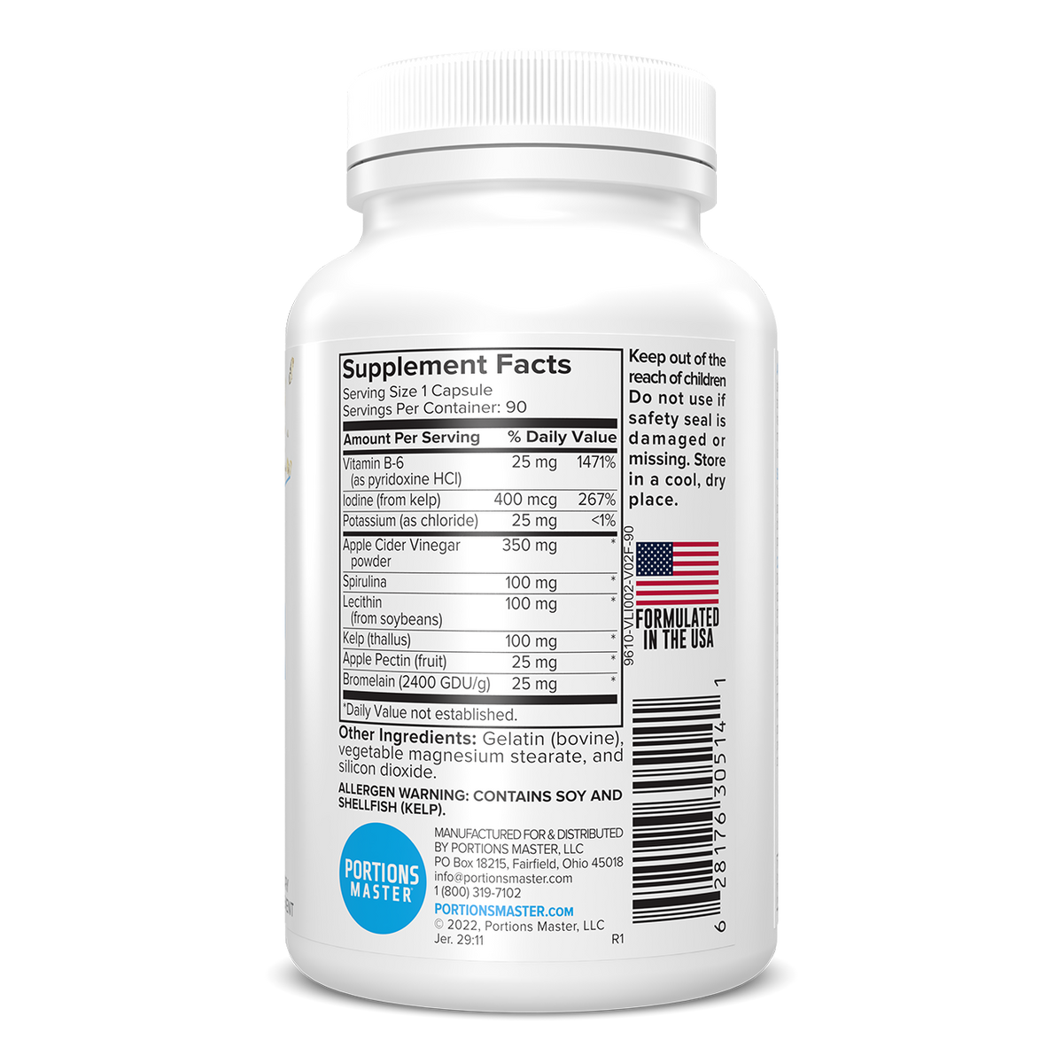 Portions Master Apple Cider Vinegar (90 Count)