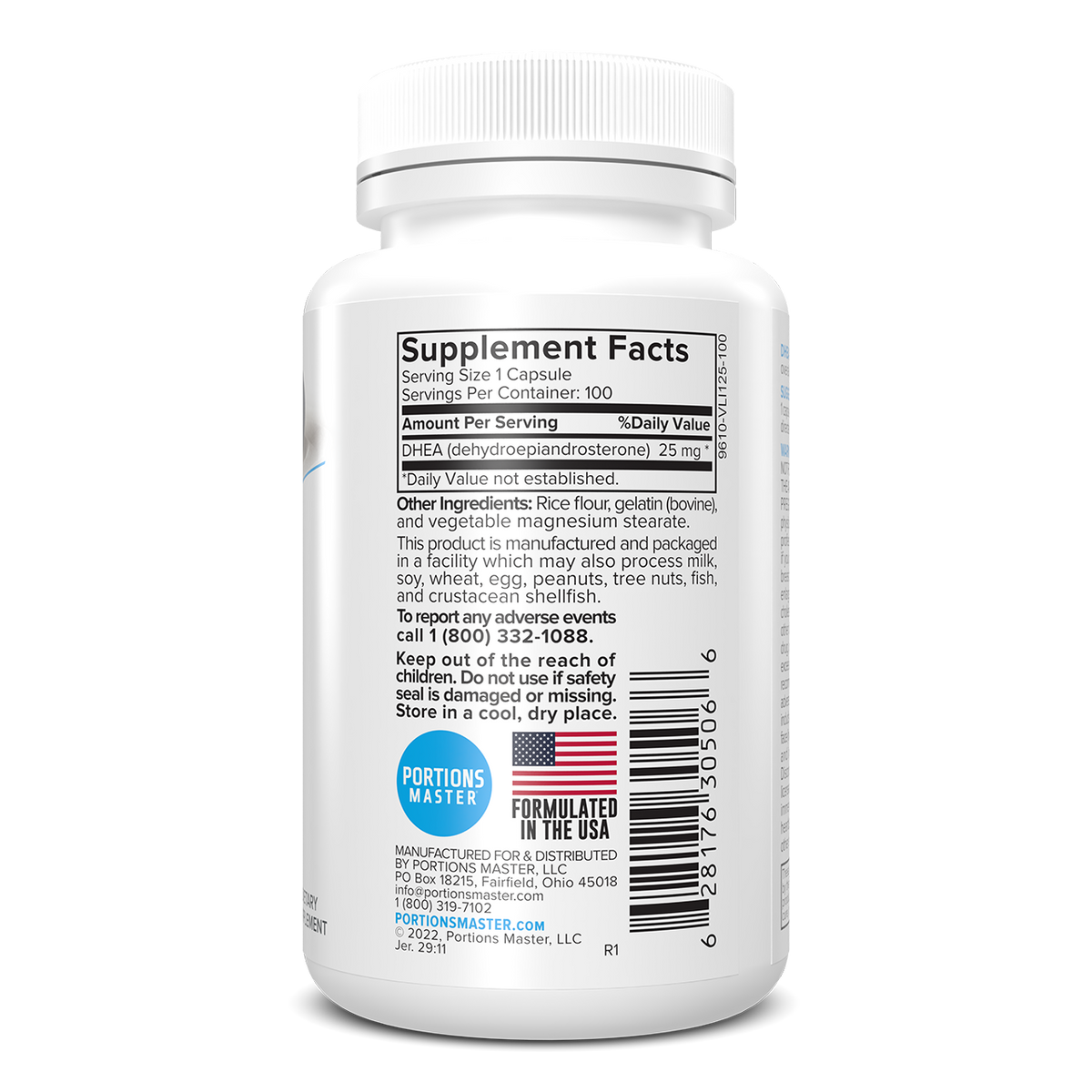 Portions Master DHEA Hormonal Support (100 Count)