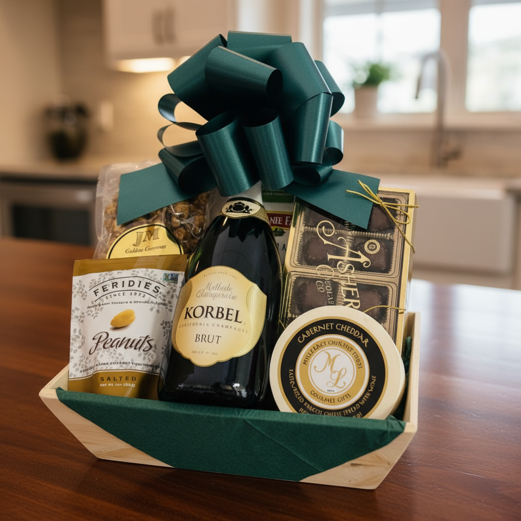 Jenny's Celebration Gift Basket with Champagne & Treats