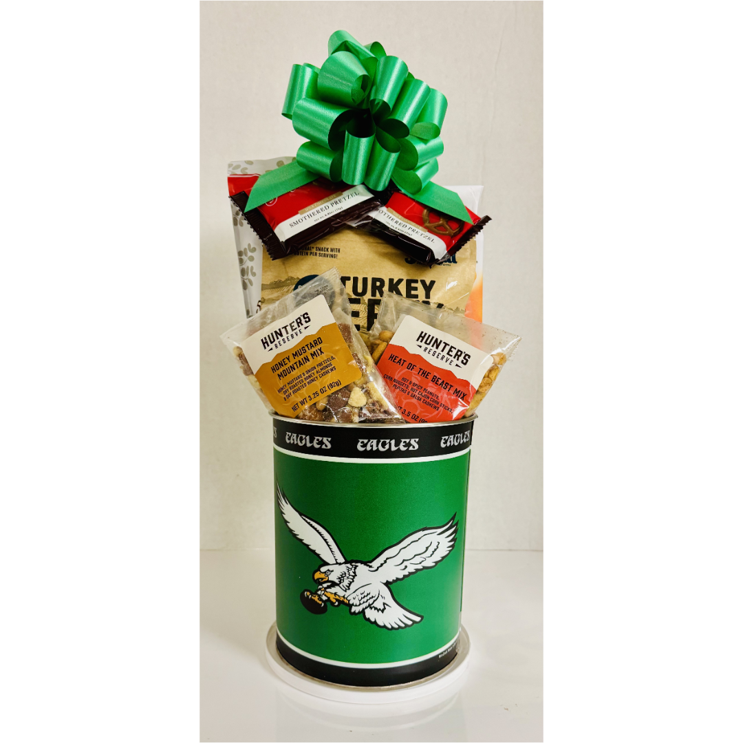 Philadelphia Eagles Kelly Green Gift Tin Basket - Made In America - Limited Supply