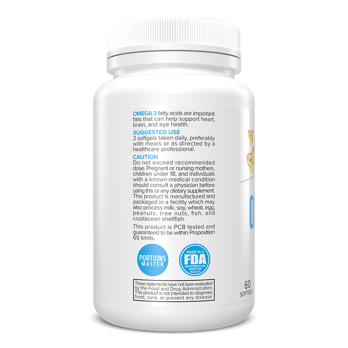 Portions Master Omega 3 Fish Oil EPA DHA (60 Count)