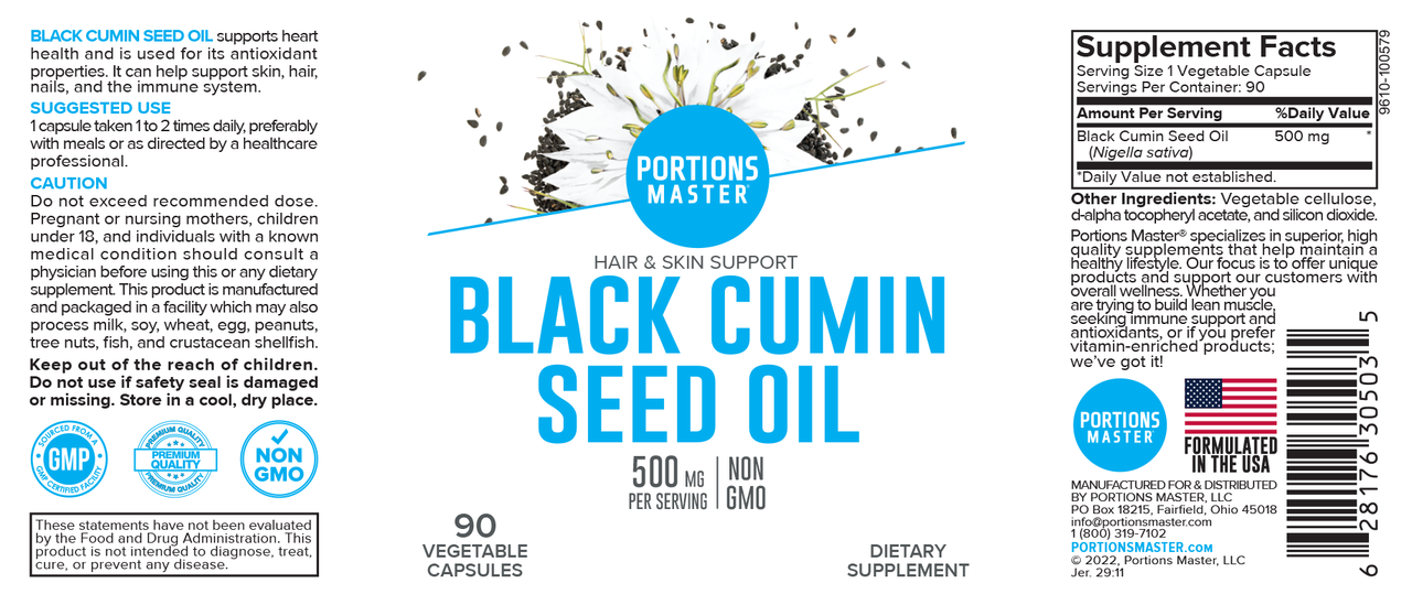 Portions Master Black Cumin Seed Oil (90 Count)
