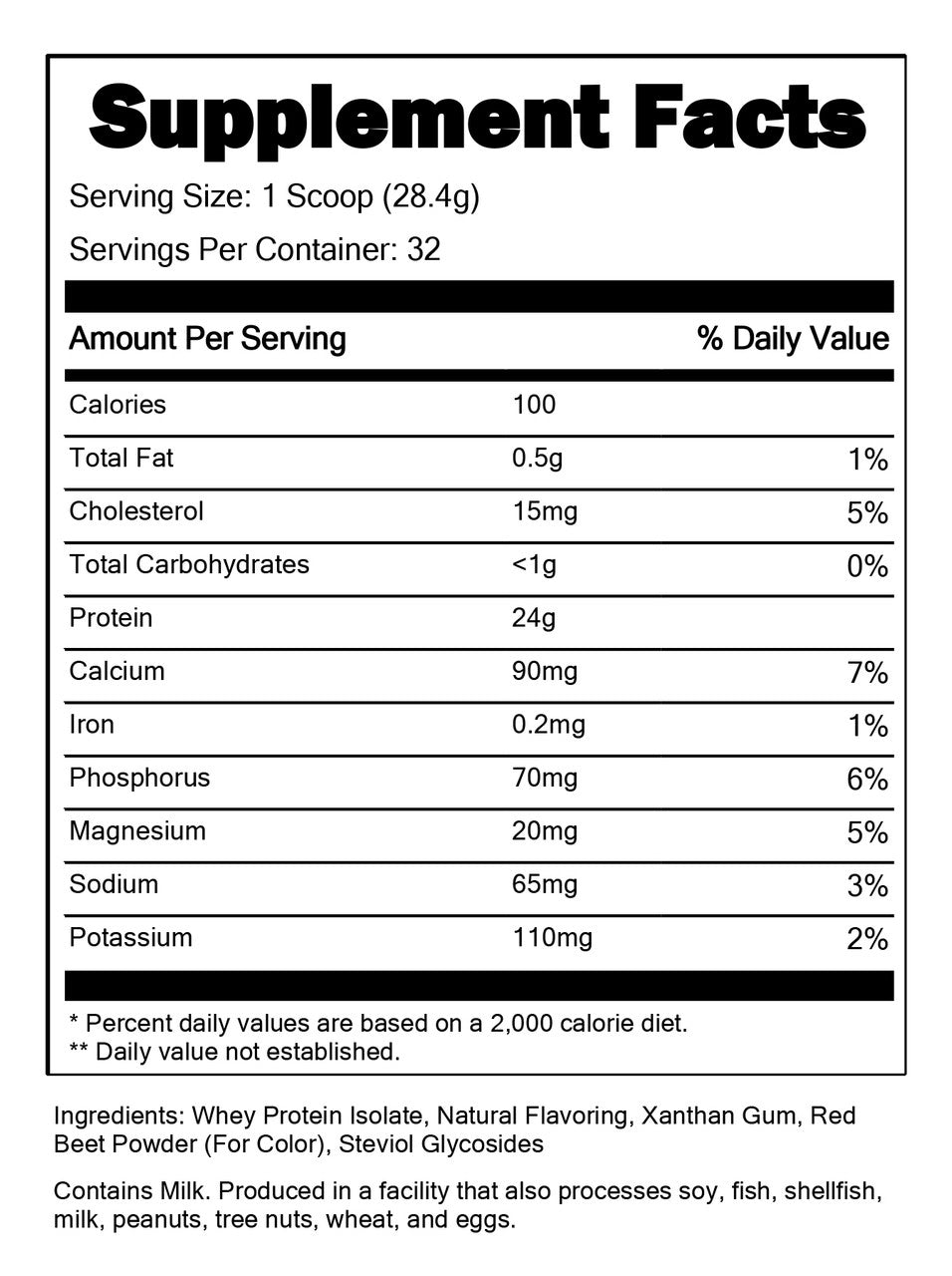 Portions Master Non-GMO Cross-Flow Microfiltration Whey Protein Isolate, Sweetened with Stevia (2 lbs) | Strawberries And Cream