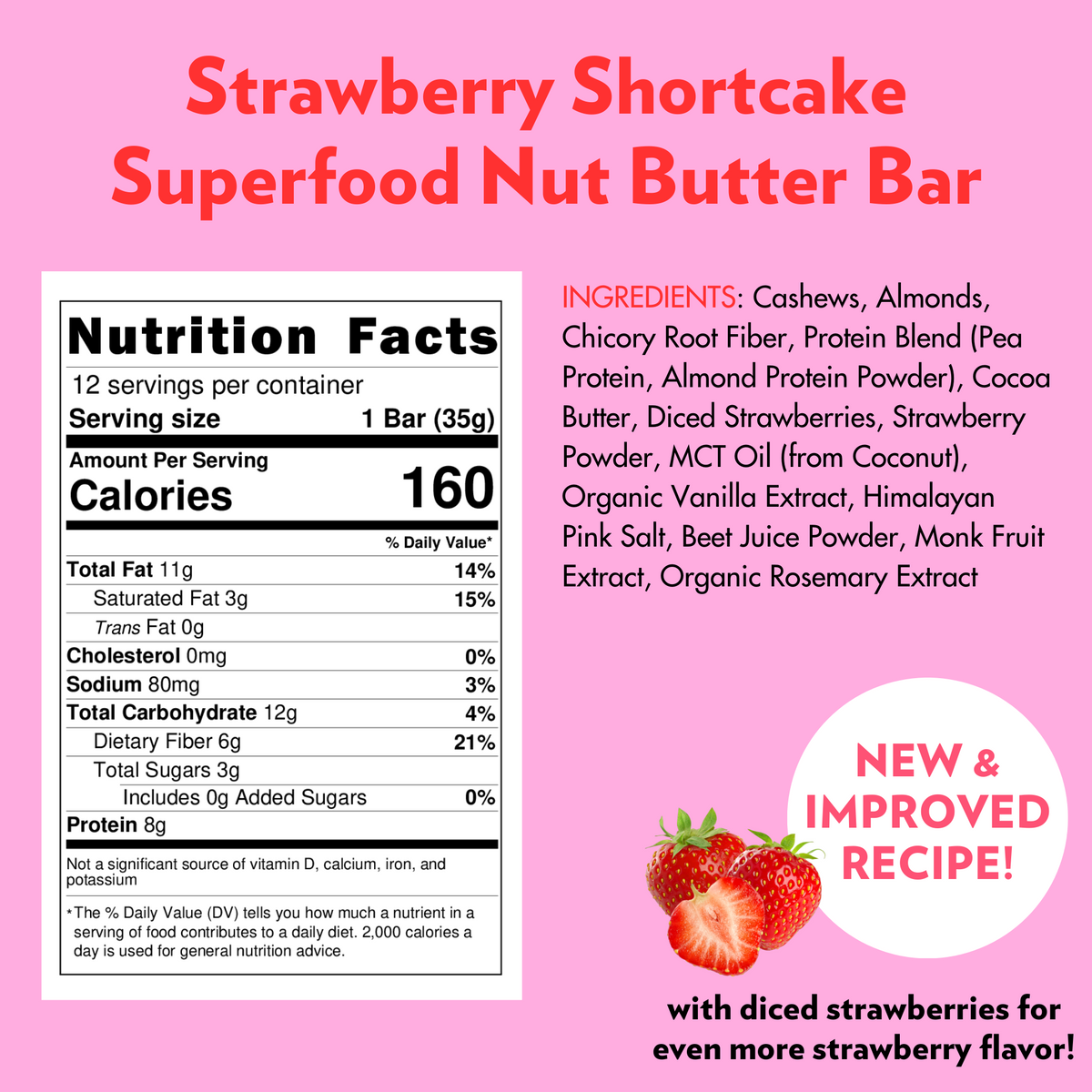 Strawberry Shortcake Superfood Bar (12 Count ) ππ°