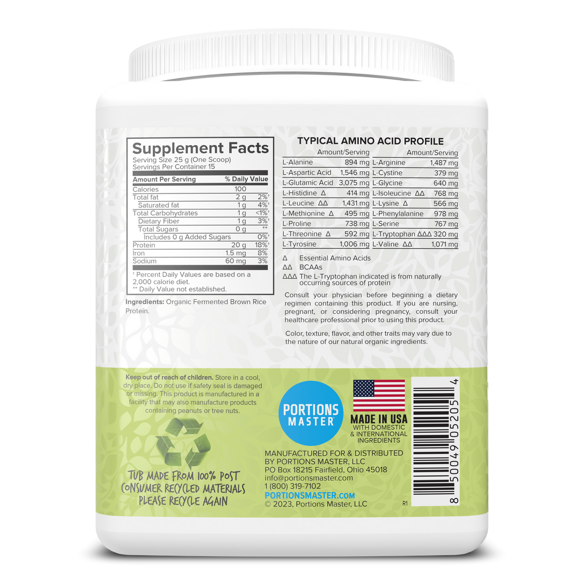 Portions Master Plant Protein Unflavored