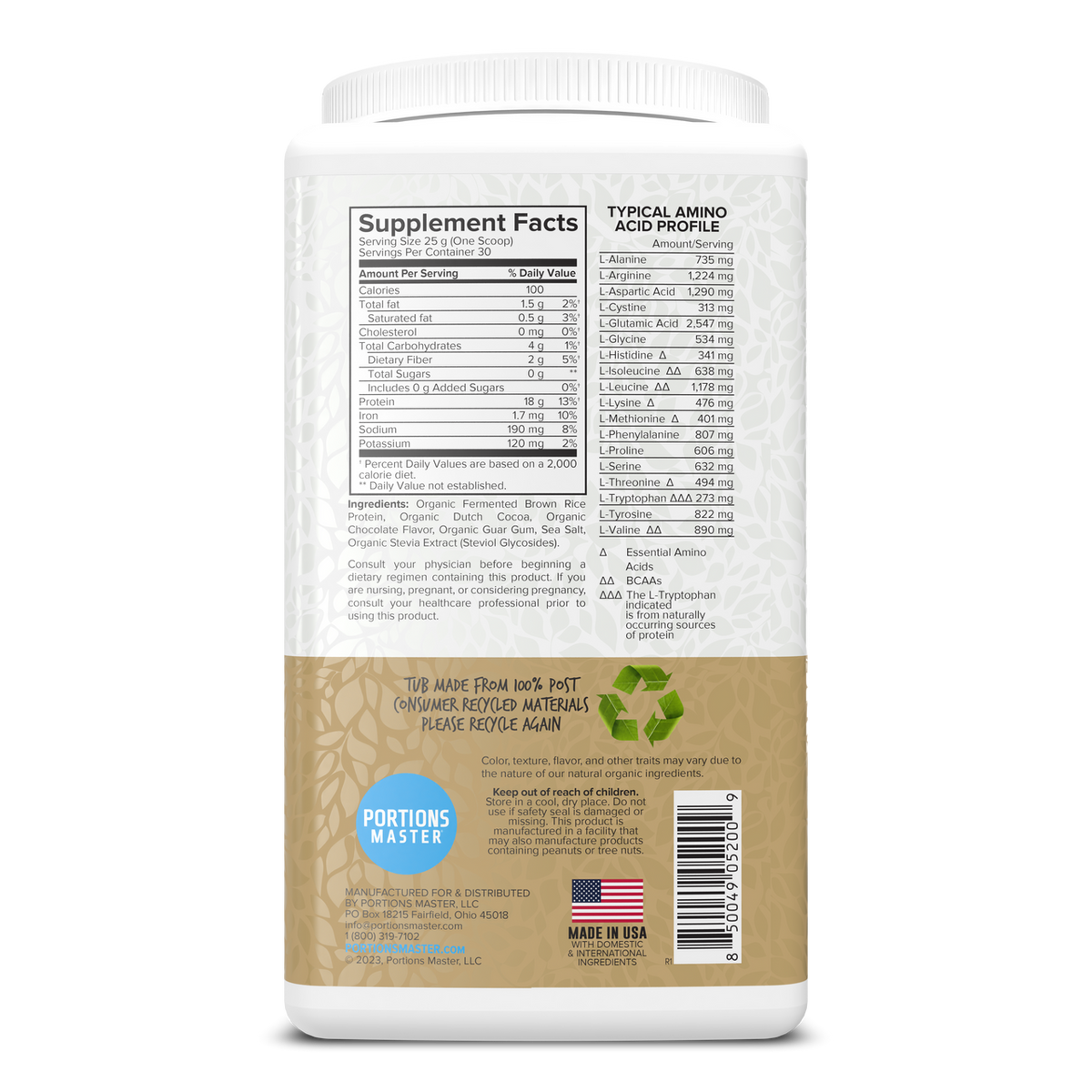 Portions Master Plant Protein Chocolate