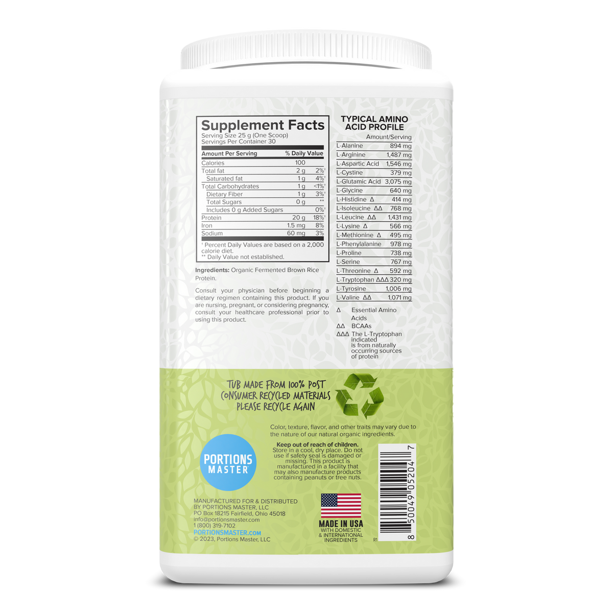 Portions Master Plant Protein Unflavored