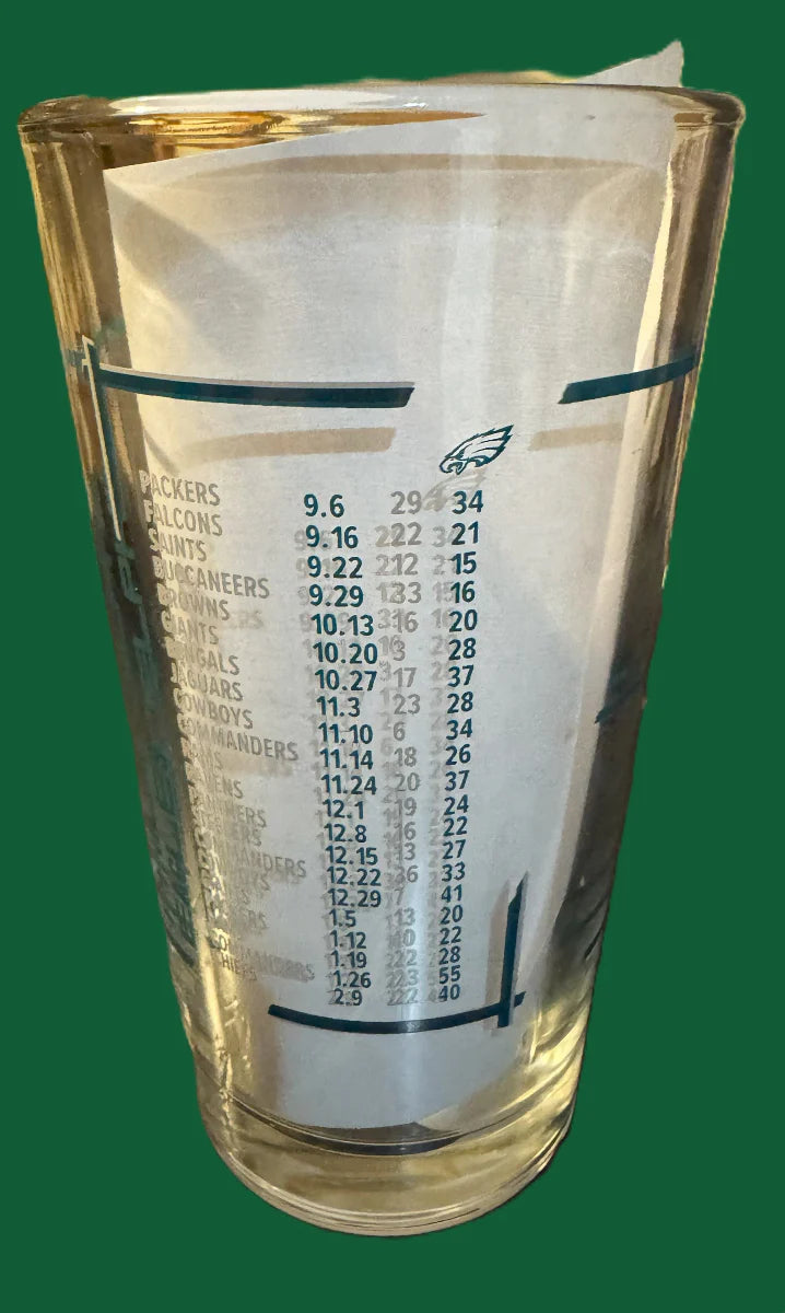 Philadelphia Eagles Super Bowl LIX Champions 16oz Pint Glass - 2024 Schedule