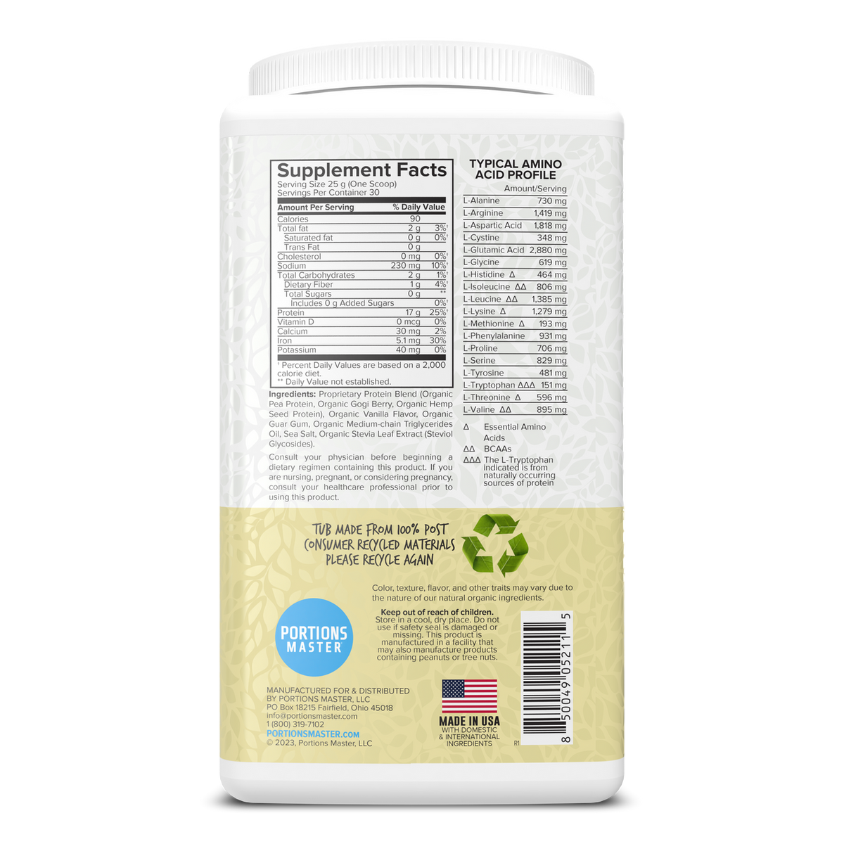 Portions Master Vegan Protein Blend Vanilla