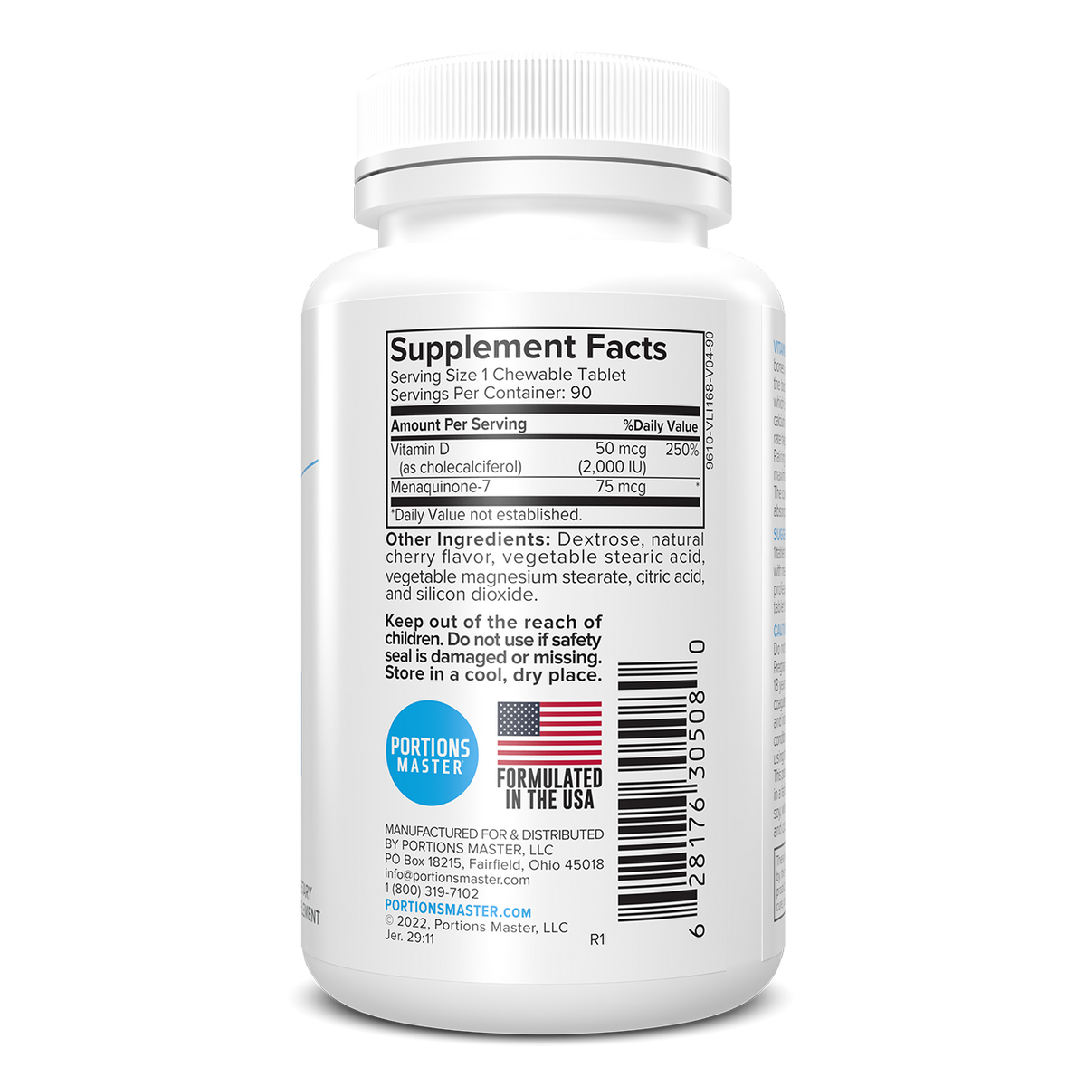 Portions Master Vitamin D-3 + K-2 Heart & Bones Support (90 Count)