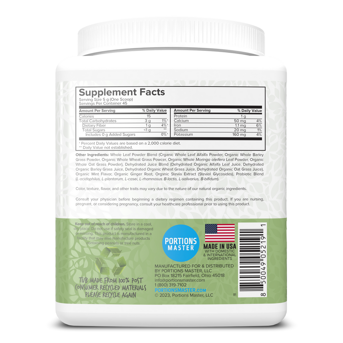Portions Master Vulcanic Supergreens Mint