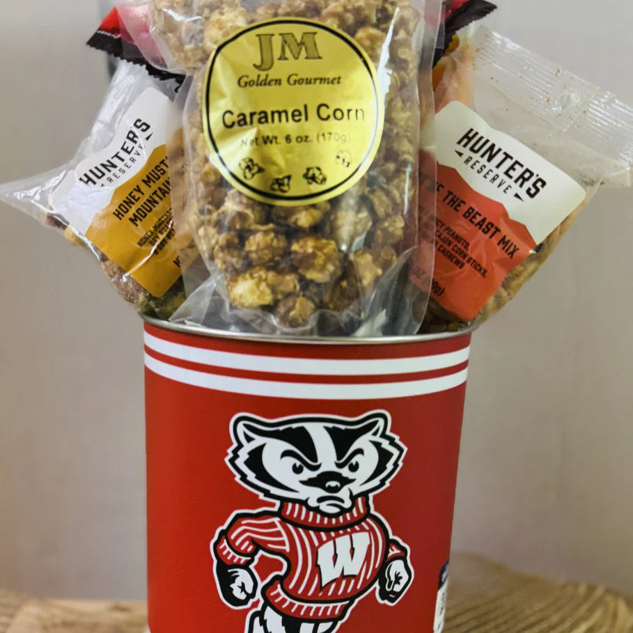 JGB Sports- Wisconsin Badgers Gift Tin Basket - Made In America