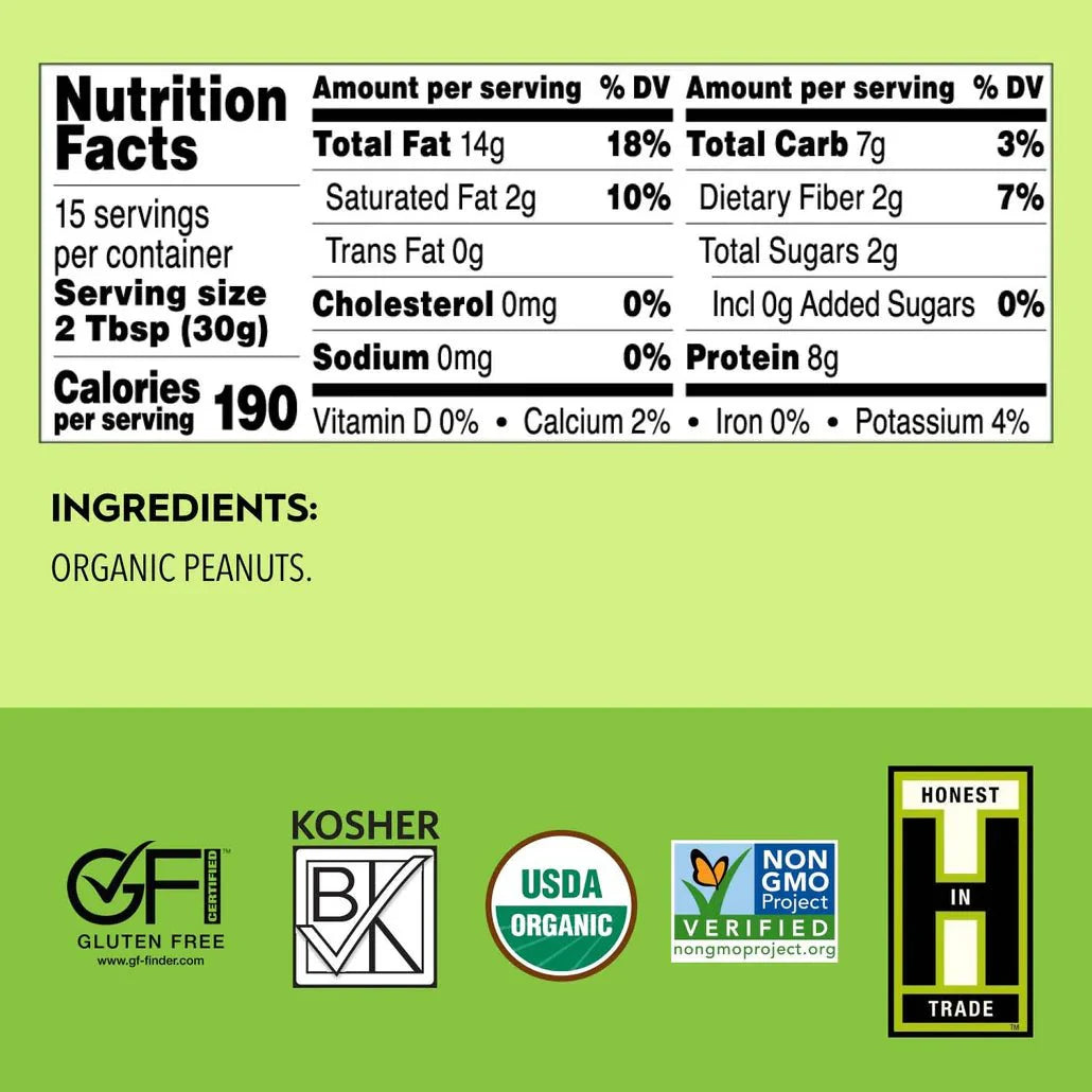 Peanut Butter, Creamy, No Salt, Organic