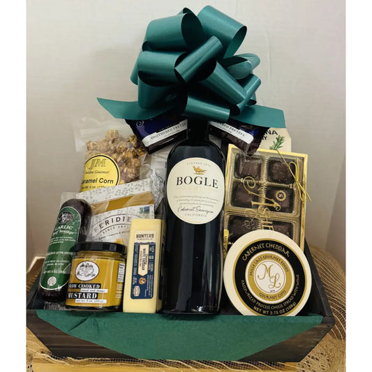 Jenny's Large Wine Gift Basket with Charcuterie & Gourmet Snacks - Best Seller