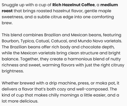 Rich Hazelnut Coffee (Medium Roast)