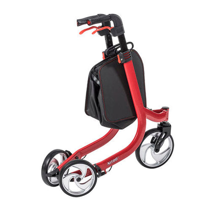 Nitro 3-Wheel Aluminum Rollator, Red, Lightweight Folding Design, 300 lb Capacity