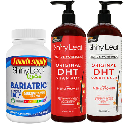 Bariatric Multivitamin Iron Free With DHT Original Shampoo and Conditioner Hair Care Bundle