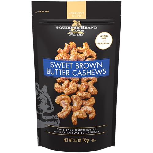 Squirrel Brand Sweet Brown Butter Cashews - Gourmet Artisan Nuts (3.5 oz)