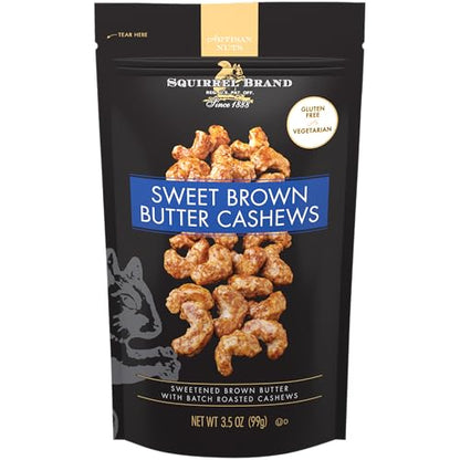 Squirrel Brand Sweet Brown Butter Cashews - Gourmet Artisan Nuts (3.5 oz)
