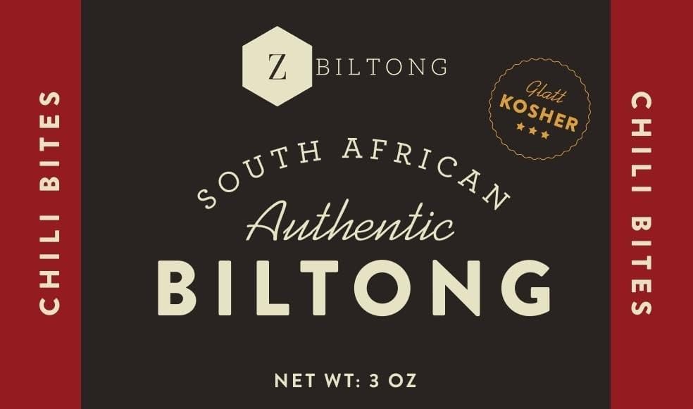 Zbiltong Authentic South African Kosher Biltong - Chili Bites, Grass-Fed Beef (3 oz)