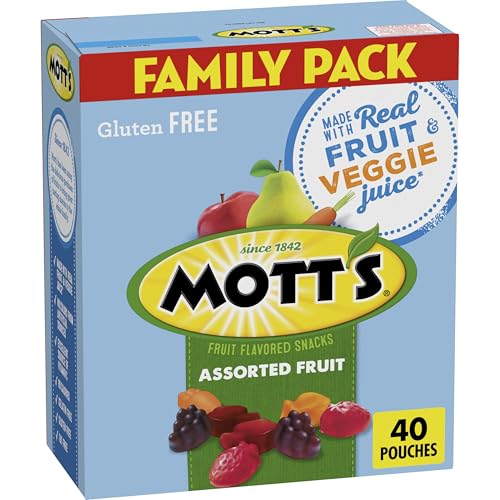 Mott's Fruit Flavored Snacks - Assorted Fruit | Gluten-Free Family Pack (40 Count, 32 oz)