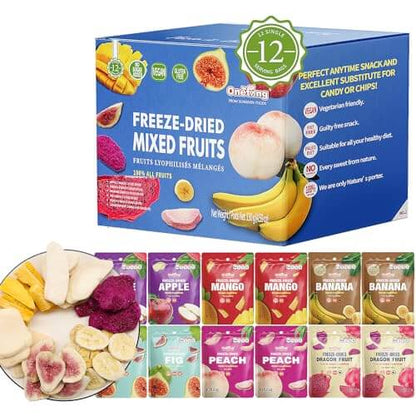 ONETANG Freeze-Dried Mixed Fruit - 12 Single-Serve Healthy Snacks