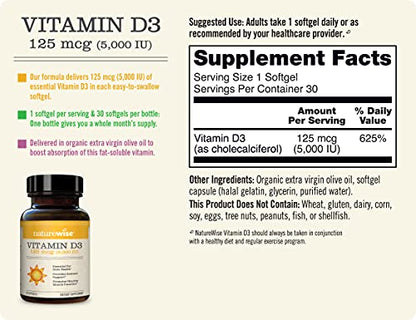 Organic NatureWise Vitamin D3 5000iu (125 mcg)