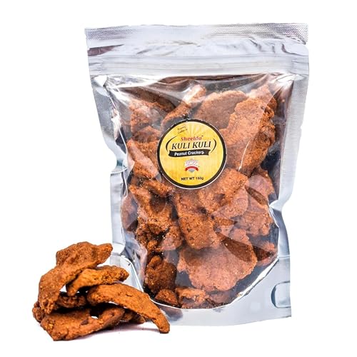Sheelda Kulikuli Spicy Crunchy Nigerian Peanut Crackers – Authentic African Kulikuli Snack, High-Protein Peanut Chips, 5.2oz/150g