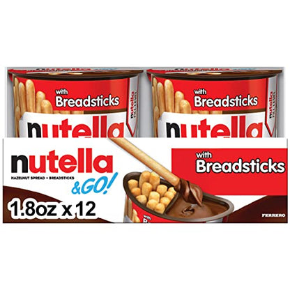 Nutella & GO! - Hazelnut Spread with Breadsticks, 12 Pack Snack Cups (1.8 oz Each)